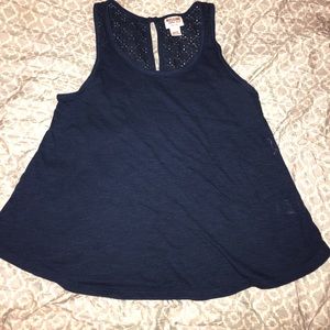 Navy blue tank top with design on back